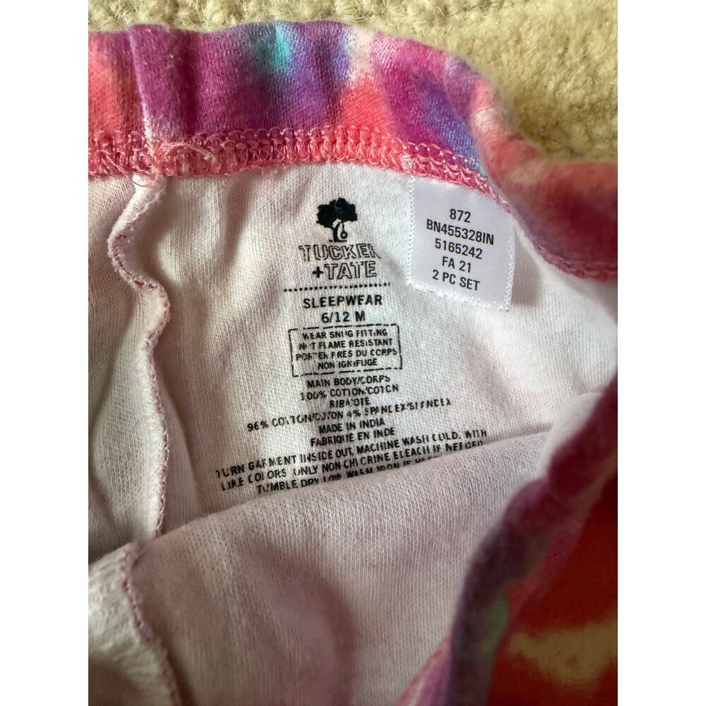 Tucker + Tate 6-12M Tie Dye Pajama Set Pink Purple Blue Organic Cotton Sleepwear - Picture 5 of 5